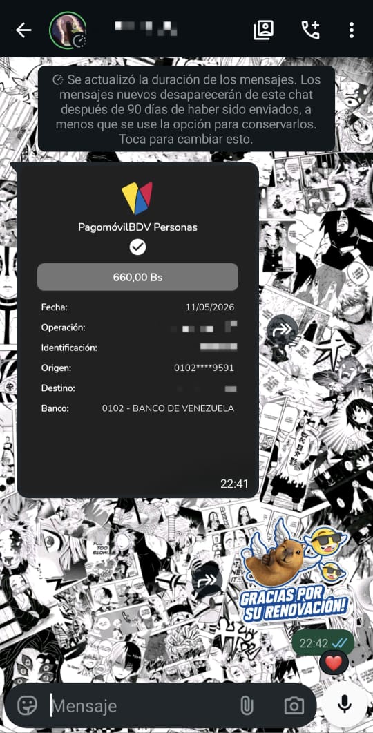 Pago confirmado por PagomóvilBDV
